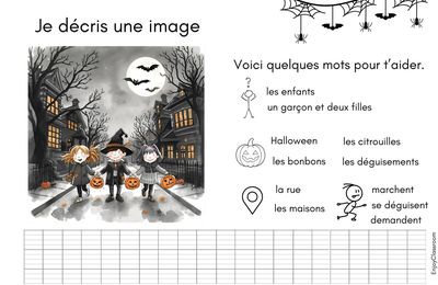 Production d'écrits pour Halloween au CP-CE1. 