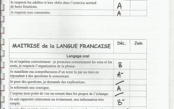 Son premier carnet d'évaluation