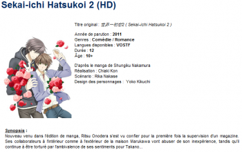 Sekai Ichi Hatsukoi épisode 1 et deux nouveaux Masara Minase