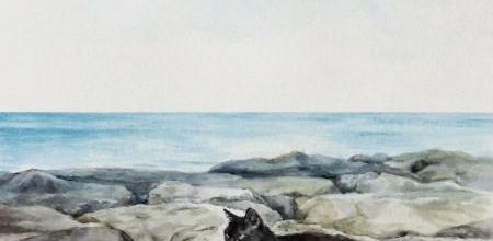 Tableau du samedi 171  : Un chat noir et l'océan