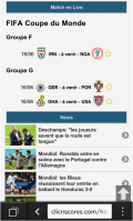 La rubrique matchs en live sur ClicnScores