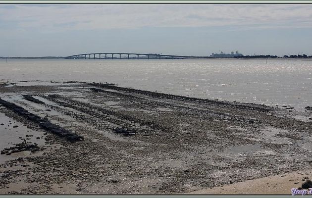 Pont de Ré et le port de La Rochelle en arrière plan vus de Rivedoux-Plage - Île de Ré - 17