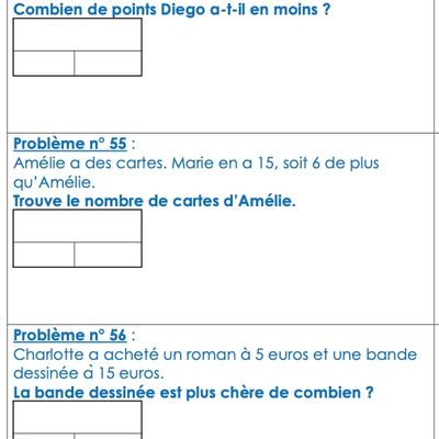 Différenciation niveau CP : Problèmes adaptés n°54 à 56