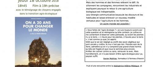Projection "On a 20 ans pour changer le monde"