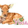 433 - Faon et Lapin, gif animé, blinkie, douceur