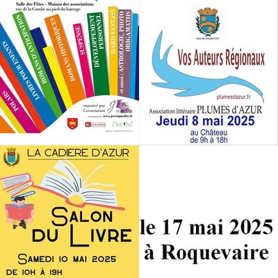 Mes prochains salons où je serai avec mes romans de Provence