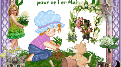 MUGUET CHATONS OISEAUX