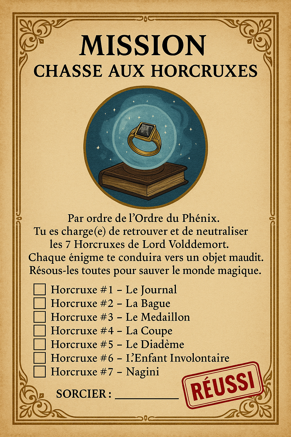 Mission Horcruxes Harry Potter
