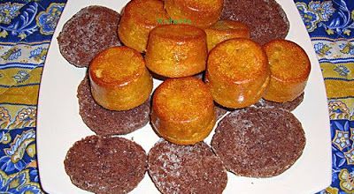 Petits gâteaux aux deux mandarines et sirop de melon, diamants au chocolat et fève tonka