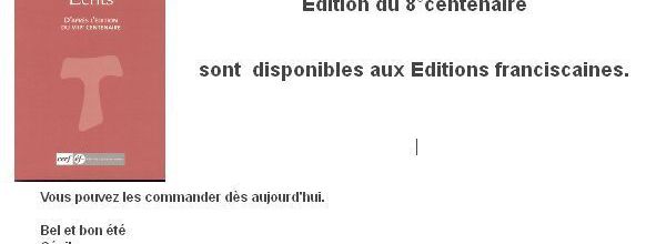 LIVRE - Les écrits de saint François - Edition du 8°centenaire