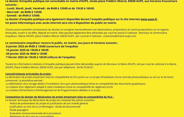 [elzeard] Enquête Publique pour projet PV à Aups dans le Verdon
