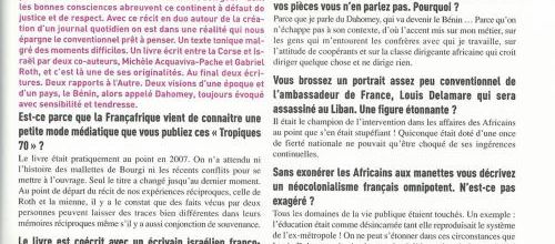 • Article sur le roman "Tropiques 70" dans le Journal de la Corse