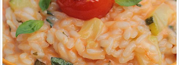 Risotto tomates, courgette et basilic