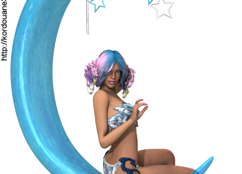 Tube femme elfe dans la lune (render-image)