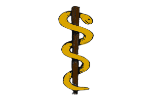 Moïse et le  serpent de bronze sur un poteau