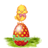 527 - Poussin sauteur, Pâques, gif anime, signature