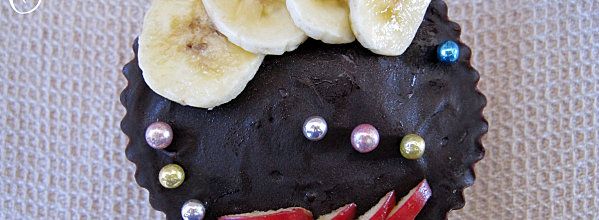 Cupcakes à la banane, coeur chocolat