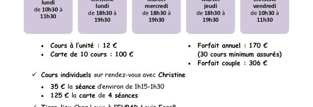 Tarifs en vigueur