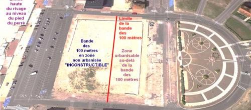 STELLA-PLAGE : Limite de la bande littorale des 100 mètres en zone non urbanisée. 