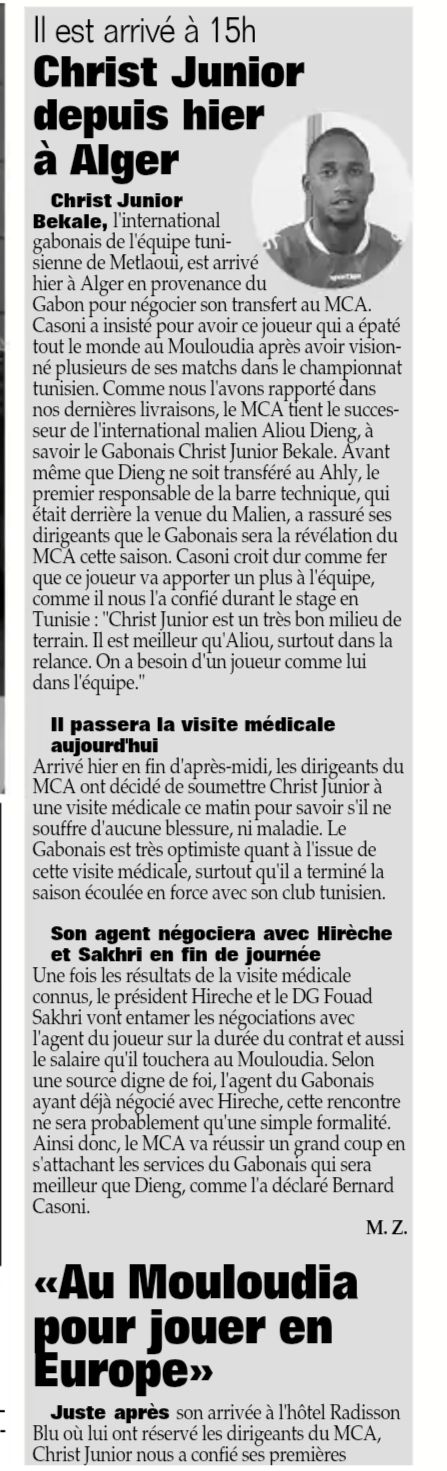 Christ Junior à Alger 