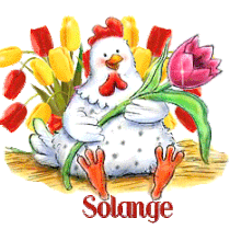 750 - Poule et tulipes - Signature -