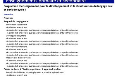 Programmes Cycle 1 français et maths 2025