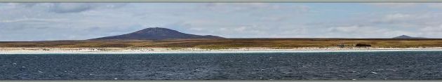 Vue panoramique lors du mouillage de l'Austral devant la plage de Volunteer Point : le paysage est désolant, mais que venons-nous faire ici ? - Falkland Islands, Iles Malouines, Islas Malvinas