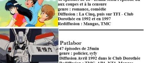 Nostalgiques ? Club Dorothée d.a. 1990-94 - Patlabor, Max et cie