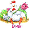  750P  - Poule et tulipes - Pâques - Signature -