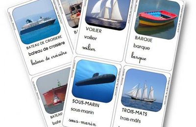 Les navires : cartes de vocabulaire, jeu d'association, mémory, loto