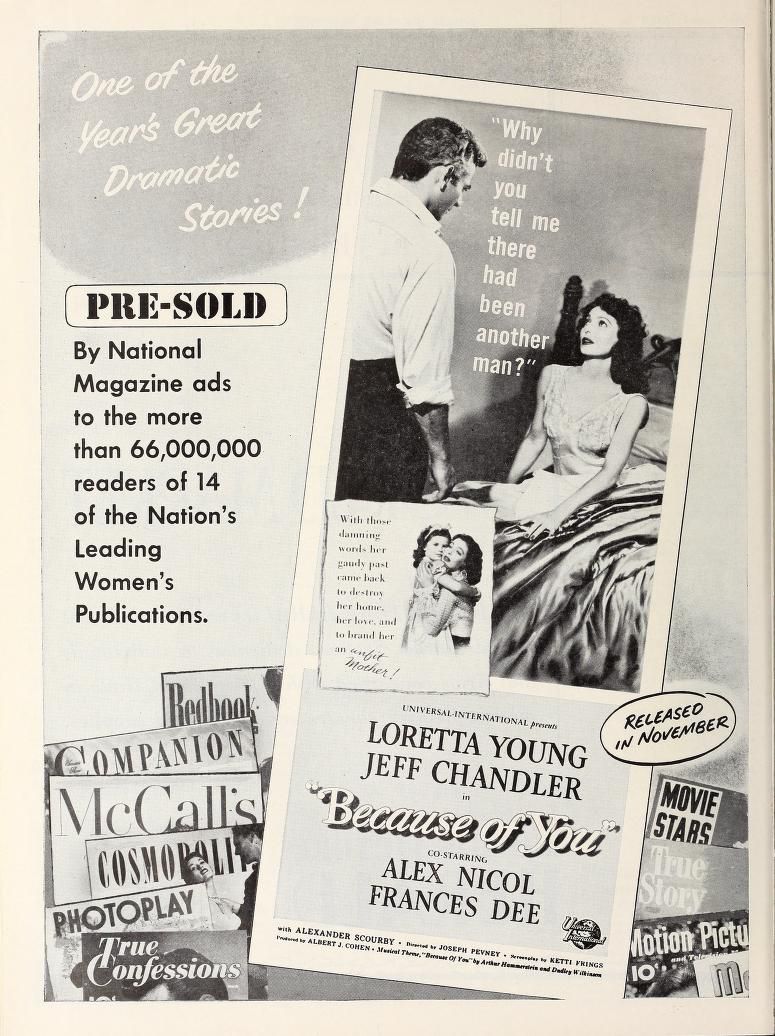 BECAUSE OF YOU BOX OFFICE USA 1952