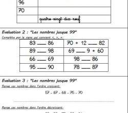 Mini-évaluations de numération CE1