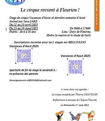 A noter dans vos agendas ! Stages de cirque et Spectacle HIP HOP