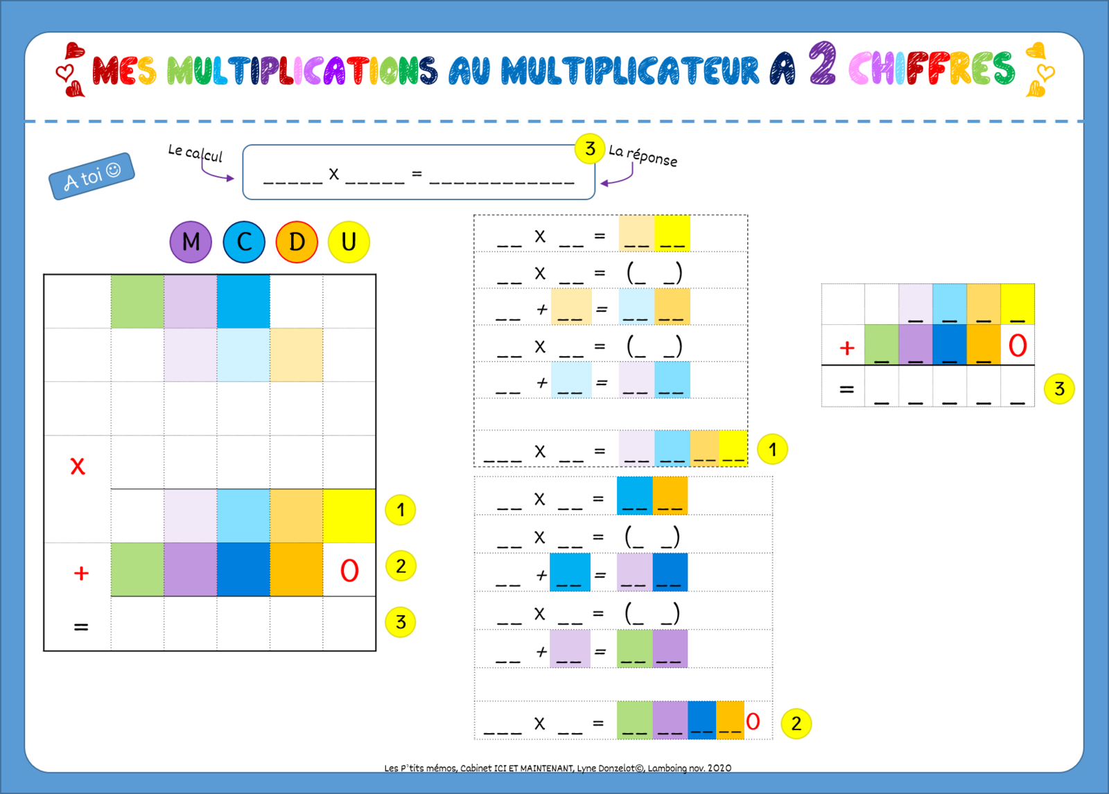 Maths : grille multiplication à 2 chiffres