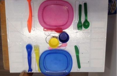 Une idée pour "mettre la table" de manière rangée en maternelles.