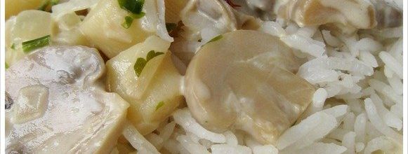 Saint-Jacques & champignons au vin blanc et au safran