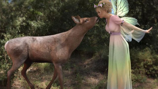 Fond d'écran : Baiser de la fée et de la biche