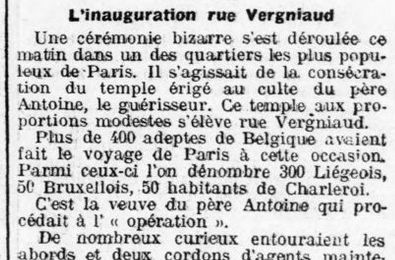 Le Temple du Père Antoine (La Patrie, 27 octobre 1913)