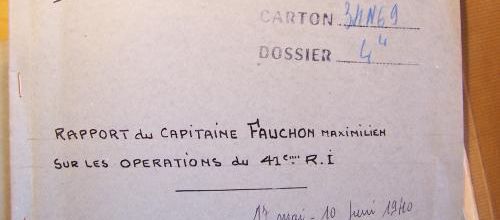Rapport de mai 1940 du Capitaine Fauchon Maximilien - Cdt la 11° Cie du 3° Bataillon.