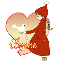 654 B - Fille et oiseau hiver - signature blinkie gif animé