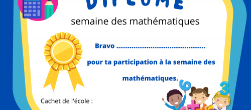 Diplôme pour la semaine des mathématiques 