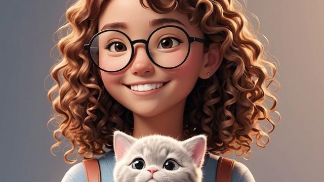 Fillette et son chaton (Toon IA)