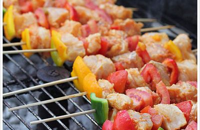 Brochettes de poisson & marinade tomate, citron vert,gingembre