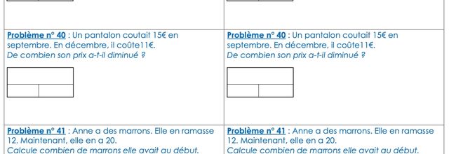 Différenciation niveau CP : Problèmes adaptés n°39 à 41