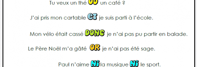 Leçons : prépositions - conjonctions de coordination