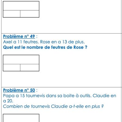 Différenciation niveau CP : Problèmes adaptés n°48 à 50