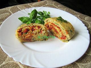 Roulé au fenouil et courgette, coeur à la tomate