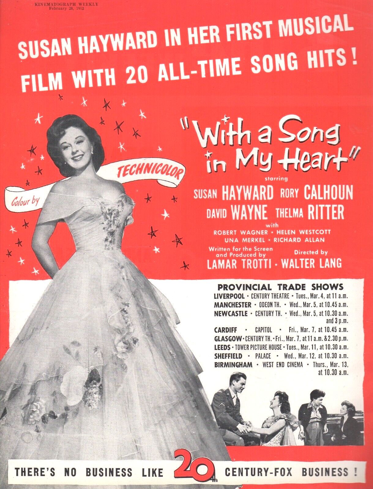 WITH A SONG IN MY HEART BOX OFFICE USA 1952