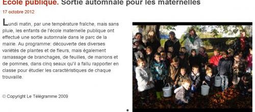 LE TÉLÉGRAMME - 17/10/2012 - Sortie automnale pour les maternelles