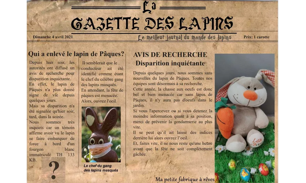 Qui a enlevé le lapin de Pâques ? Un escape game maison